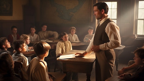 Educators teaching students in a traditional classroom setting.