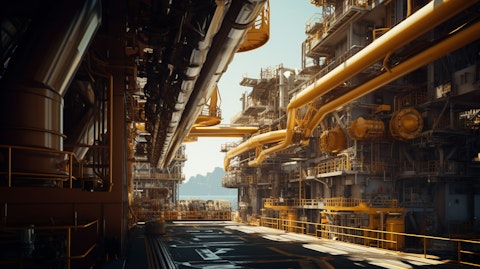 Modern machinery at an offshore oil platform, symbolizing the importance of exploration and production.