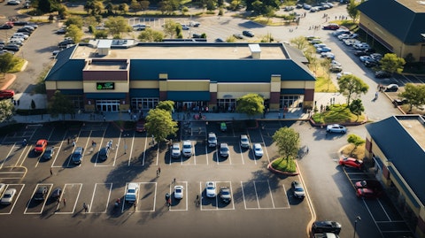 Aerial view of a regional shopping center bustling with shoppers.