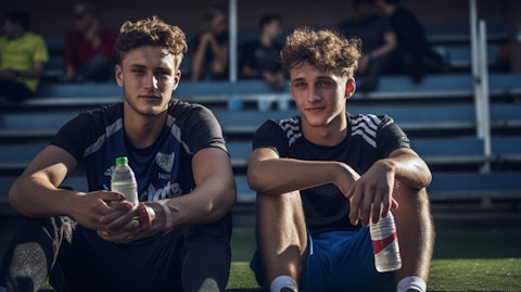 Young athletes having a break while enjoying one of the sports drinks offered by the Company.