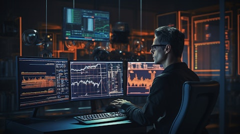 A video engineer working with advanced technological tools to analyze data from various platforms.