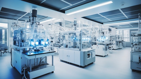 View of a biopharmaceutical processing laboratory, showcasing the advanced technology used to create treatment solutions.