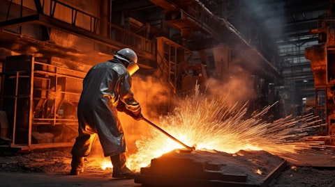 A factory worker pouring molten steel into a cast, demonstrating the strength of the metal fabrication industry.