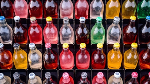 A colorful array of sparkling beverages in dozens of different containers on parade.