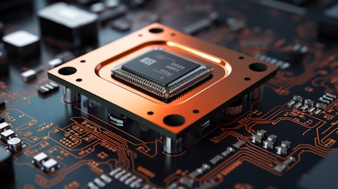 A close-up of a LiDAR-on-chip sensor mounted in a consumer-grade electronic device.