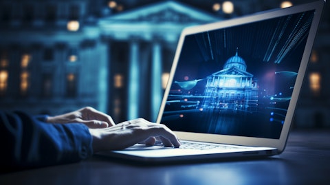 A person using a laptop to access a bank's online banking system.