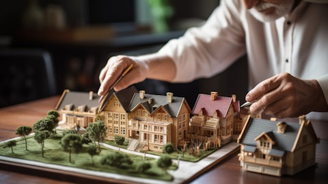 A real estate investor inspecting a property, illustrating the bank's portfolio of mortgages and real estate investments.