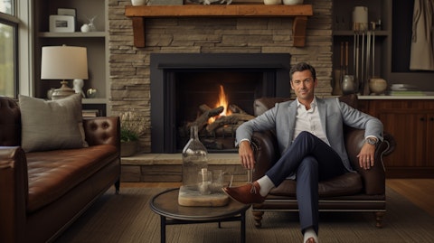 A modern stylish consumer in their home, adorned in classic Lands' End clothing.
