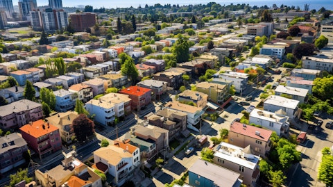 A birdseye view of a vibrant neighborhood, showcasing the diversity of residents living in a mixed-use community.