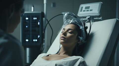 A female patient undergoing a health assessment, looking confident as she is administered the assessment.