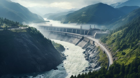 A sprawling hydroelectric power plant nestled high in the mountains.