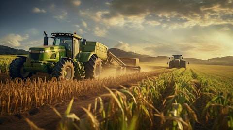 Farmers harvesting corn in a field, reminding us of the importance of the company's ethanol production.