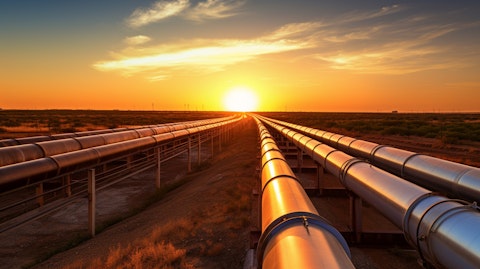 The sun rising over a sprawling network of oil & gas pipelines near Midland, Texas.