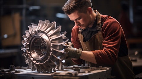 A machinist performing intricate work on a high-temperature resistant alloy for a jet engine.
