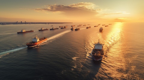 A fleet of tanker ships crossing the sea as they deliver oil and gas to their destinations.