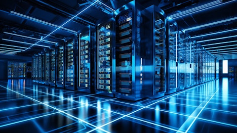 A secure data center showing the cyber security measures taken to protect company operations.