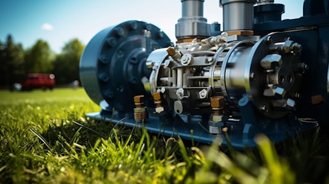 A close-up view of a natural gas compression equipment, with parts and components scattered on the ground.