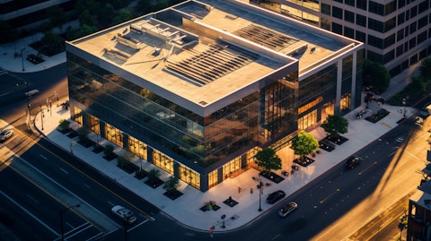 An aerial view of a REIT operated commercial building.