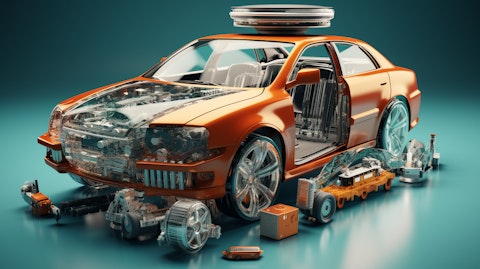 A view of a modern car with interchangeable parts, highlighting the company's offerings in the auto parts industry.
