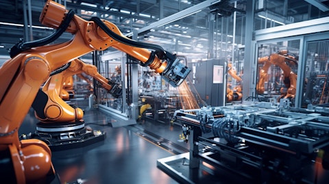 An industrial tech facility with robotic arms for precision machining components.