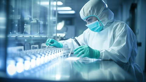 A laboratory technician preparing a gene therapy sample in a sterile environment.
