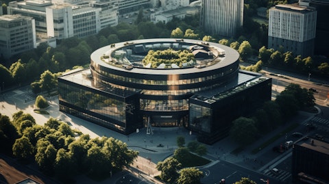 Aerial view of a city office building, symbolizing the modernity of the REIT business.