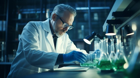 A scientist working in a lab, researching effective treatments for COVID-19.