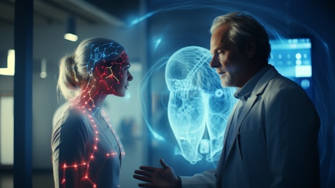 A medical professional with a patient explaining the effects of neurostimulation treatments.