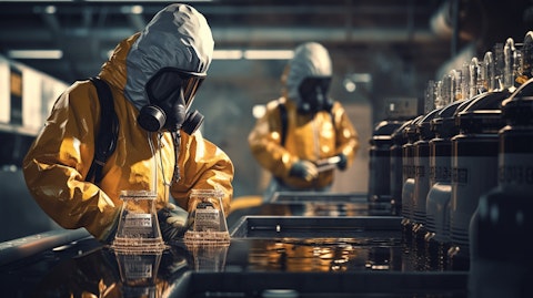 Manned and unmanned hazardous waste-processing equipment operating in a hazardous environment.