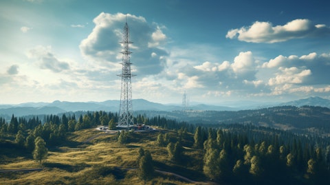 A broadcasting tower broadcasting radio waves across the lands.