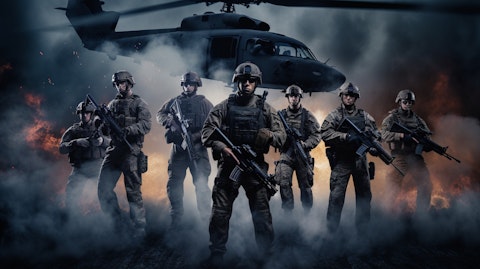 A dynamic group of air force personnel surrounded by the latest defense products in action.