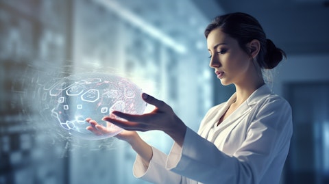 A researcher in a lab coat holding a smart capsule in her hand, examining its intricate design.