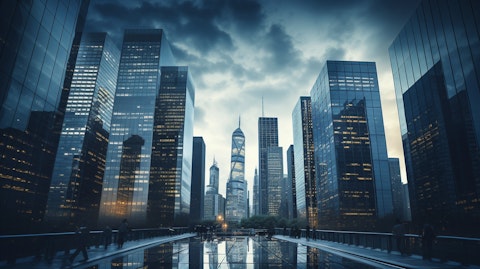 A high-rise building in an urban cityscape, representing the company's reach to global markets.