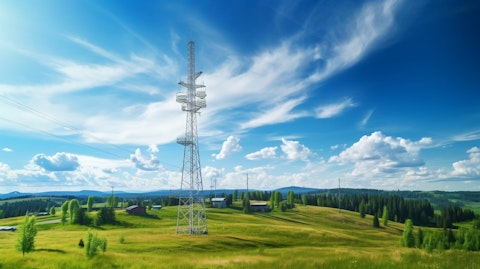A telecommunications tower in a rural setting, showing the reach of cloud telecom services.