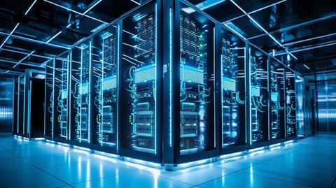 A data center filled with the latest servers and networking equipment representing the company's cutting edge security infrastructure.