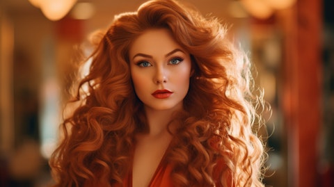 A beautiful model wearing head-to-toe make-up and hair styling products from the company.