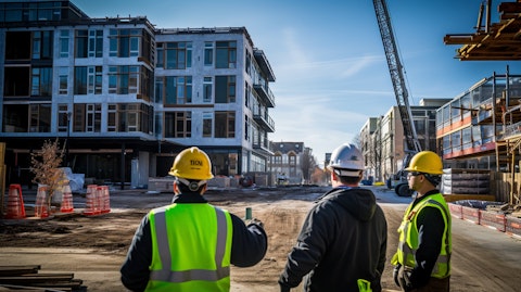 A construction team on site, building a new middle market multi-family asset.