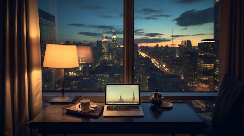 A window view from within a hotel room, showcasing the world-class services provided.