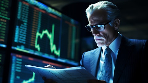 A financial adviser looking over a portfolio of securities and stocks.