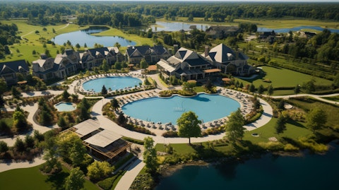Aerial view of a luxurious resort near Canton, Ohio.