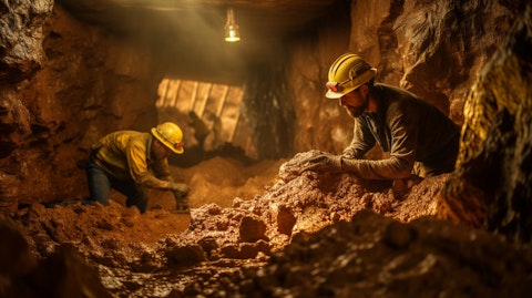 Drills extracting gold from a gold mine, revealing the company's gold mining operation.