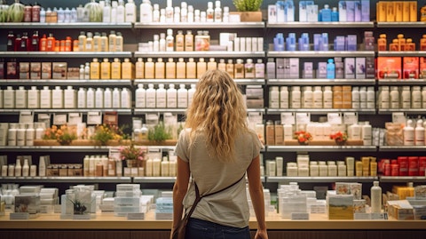 A customer shopping for lifestyle and beauty products at a physical store.