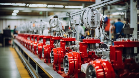 A pump assembly line in a factory, illustrating the scale of the companies heat transfer solutions.