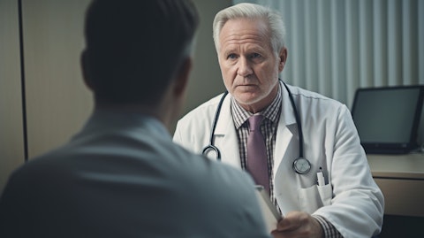 A medical professional discussing the prescription-only therapy with a patient.
