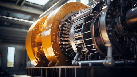 A close-up of a large industrial compressor in the oil and gas industry.