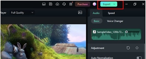 click the export button
