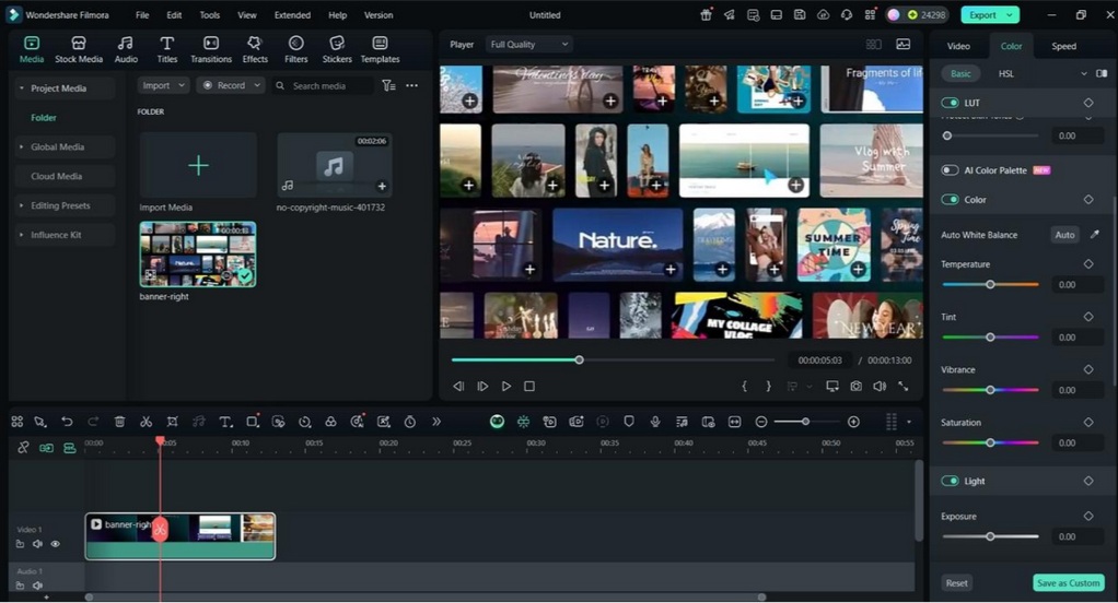 correct video colors filmora