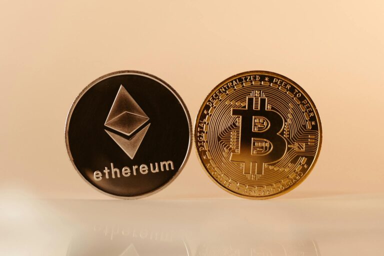 Bitcoin and ethereum coins