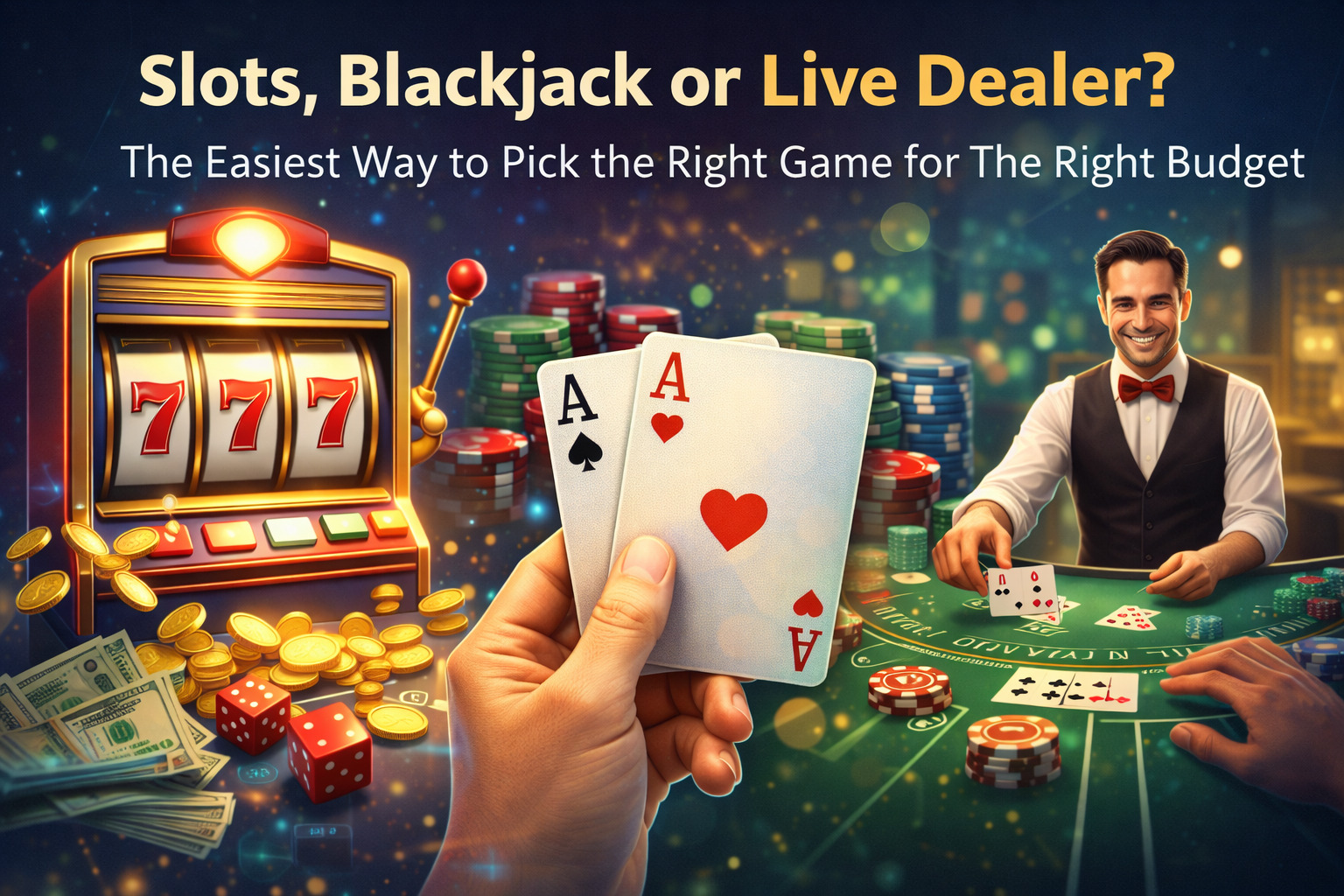 Slots, Blackjack or Live Dealer? The Easiest Way to Pick the Right Game for The Right Budget